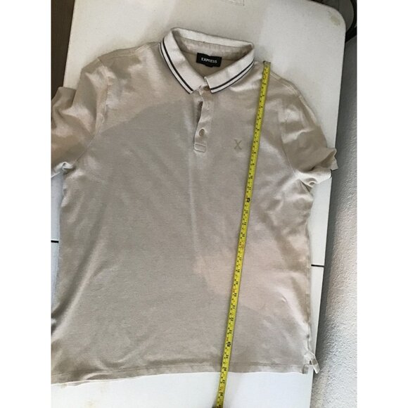 EXPRESS- MENS TAN SHORT SLEEVE POLO SHIRT SIZE LARGE - Picture 7 of 8